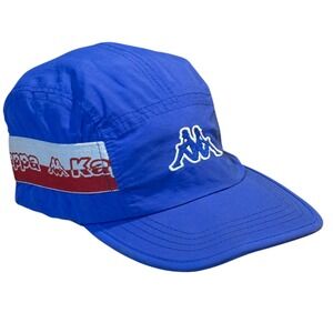 Kappa 5 Panel Camper Hat Royal Blue Omini Strapback Cap Streetwear Y2K blokecore